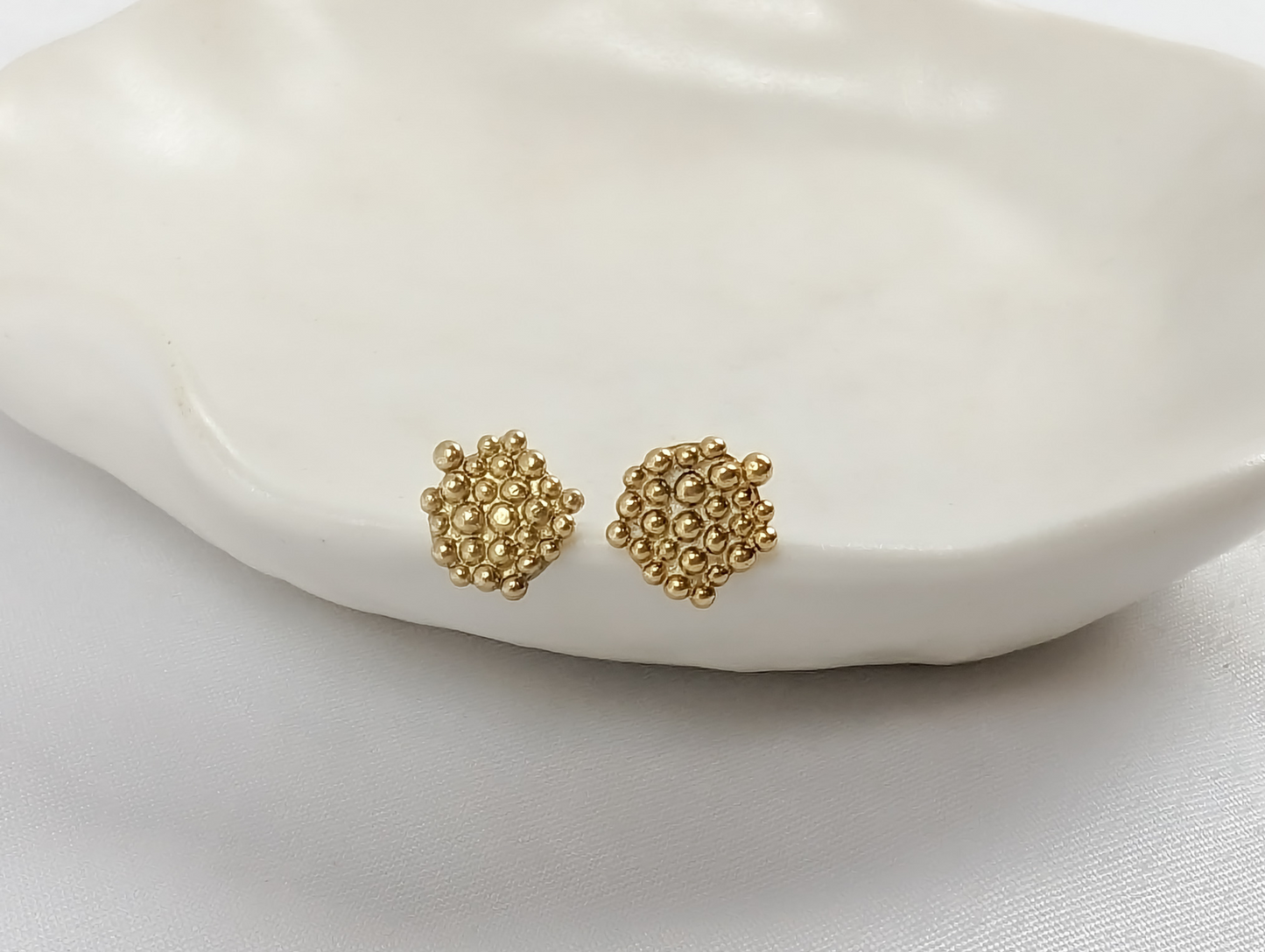 Mini Bubble Disc Studs | Gold Plated