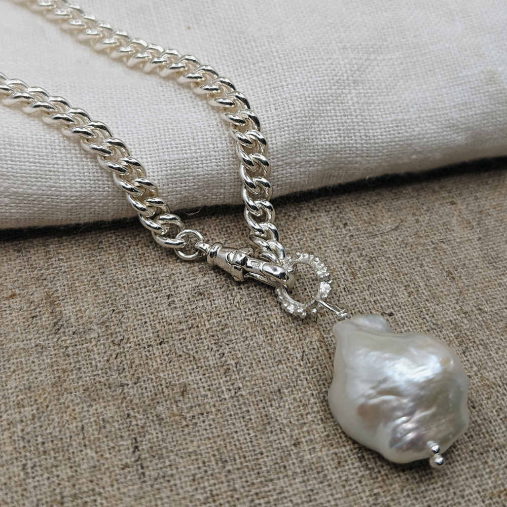 Fireball Baroque Pearl Pendant | Sterling Silver - MILLY MAUNDER