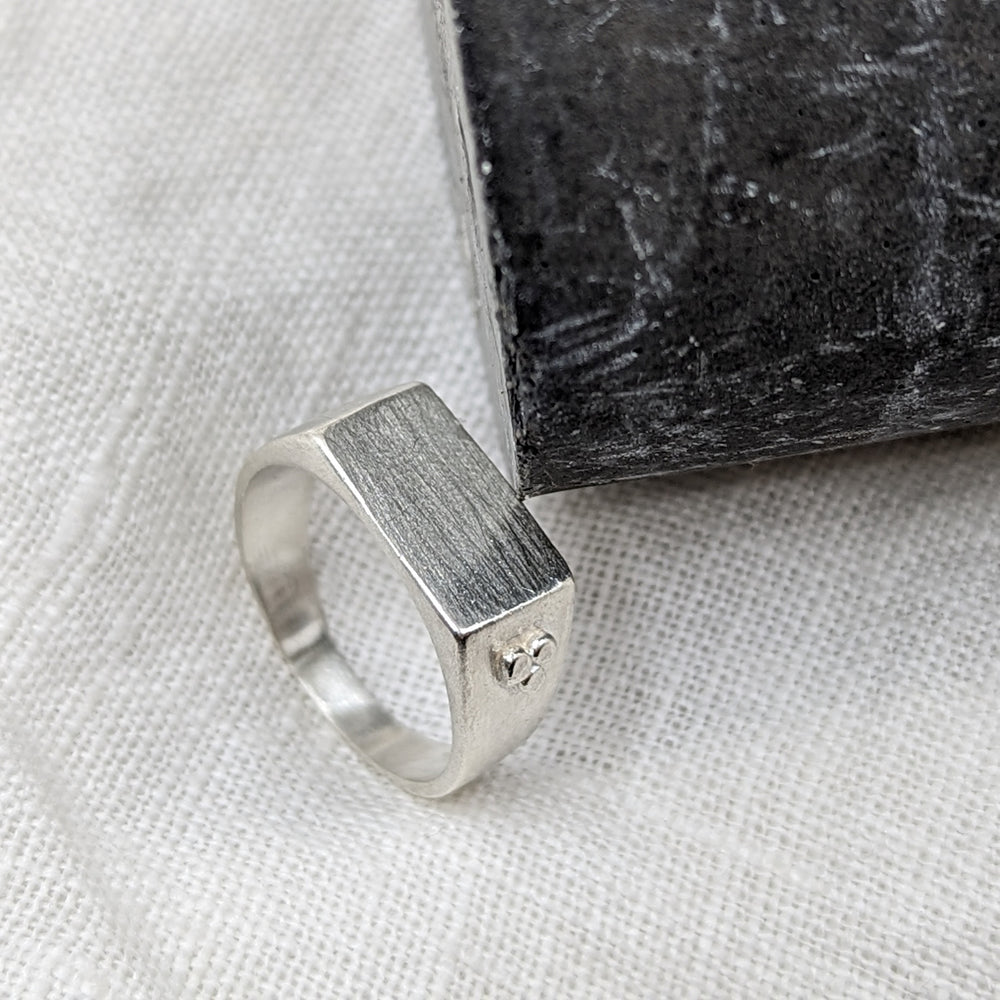 Mens Rectangular Signet Ring - MILLY MAUNDER