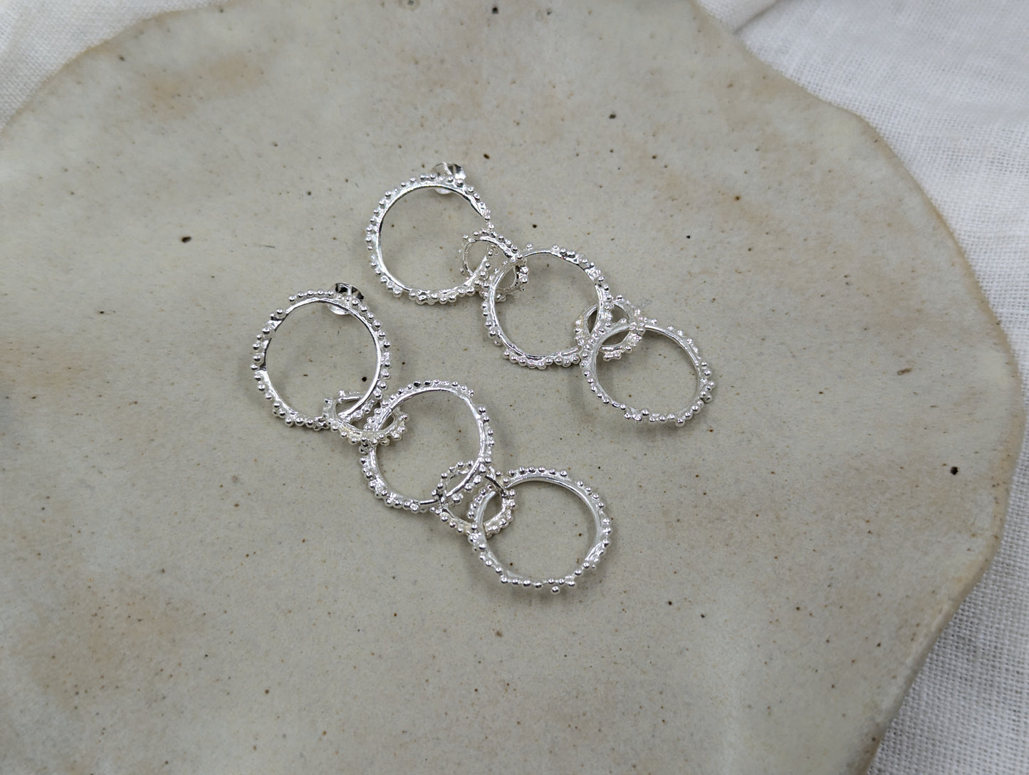 Triple Halo Drop Studs | Sterling Silver