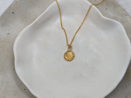 Small Granulated Disc Pendant | Gold Plated