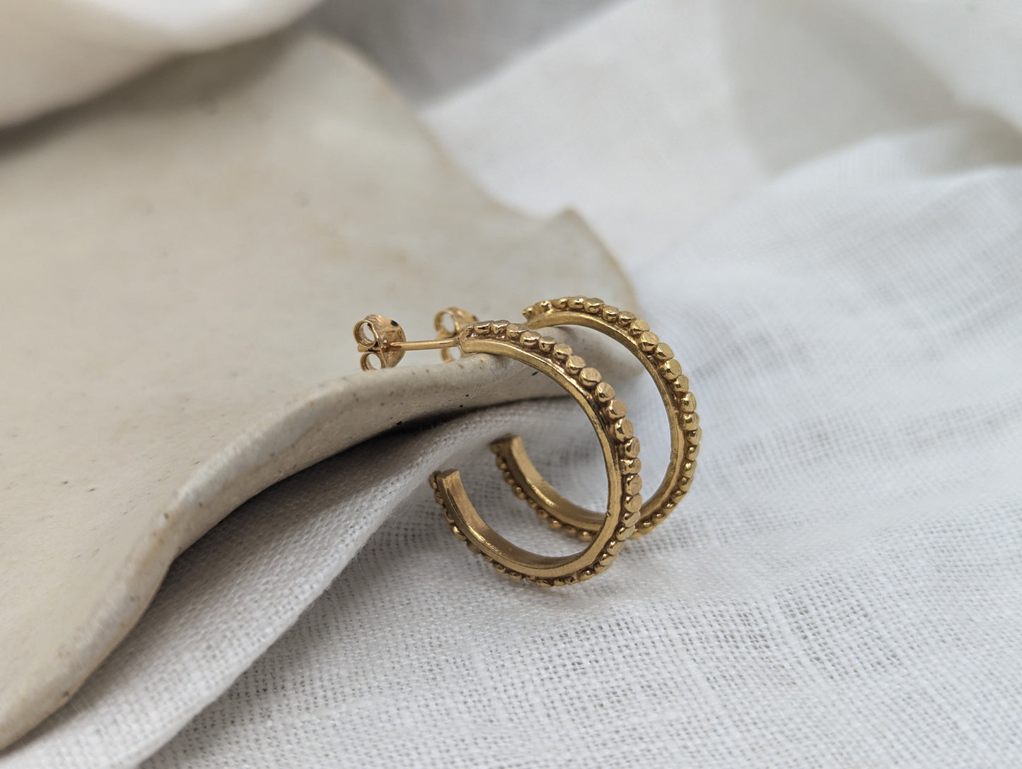 Medium Pebble Hoops | Gold Plated