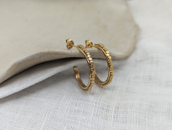 Medium Pebble Hoops | Gold Plated