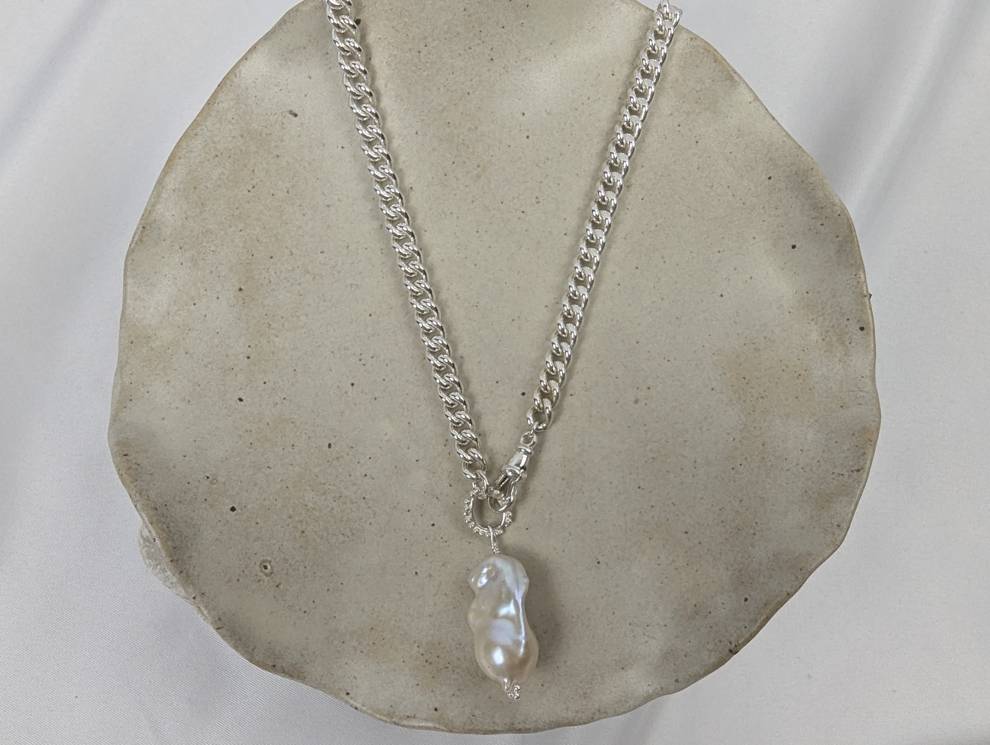 Fireball Baroque Pearl Pendant | Sterling Silver