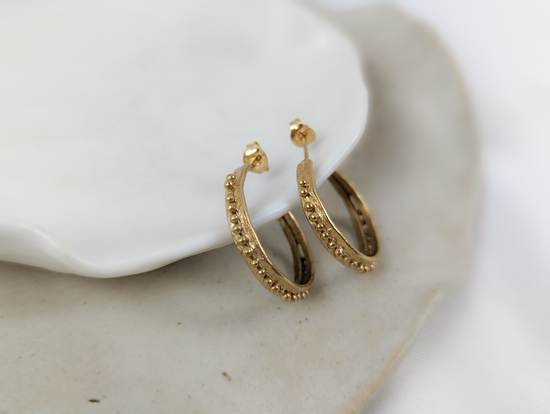 Forged Granulation Hoops | 18K Gold Plated