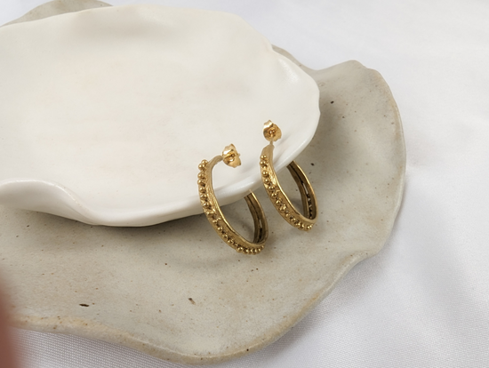Forged Granulation Hoops | 18K Gold Plated