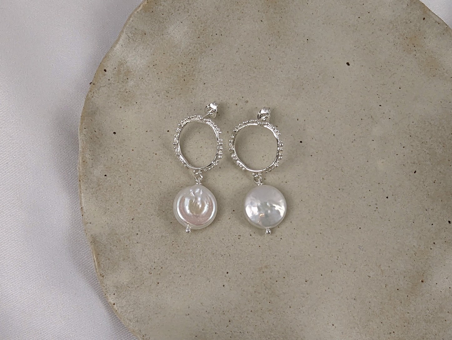 Halo and Pearl Earrings | Sterling Silver