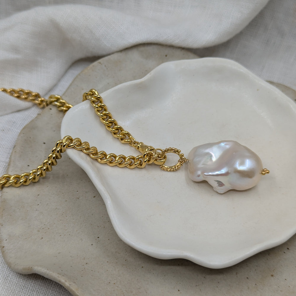 Fireball Baroque Pearl Pendant | Gold Plated - MILLY MAUNDER