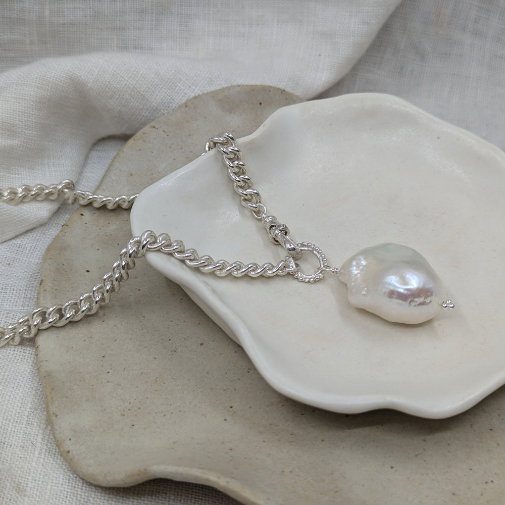 Fireball Baroque Pearl Pendant | Sterling Silver - MILLY MAUNDER