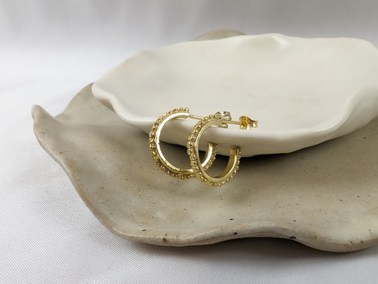 Small Pebble Hoops | Gold Plated