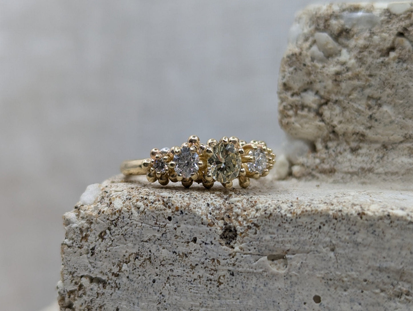 Yellow Diamond Five Stone Ring | 9ct Yellow Gold