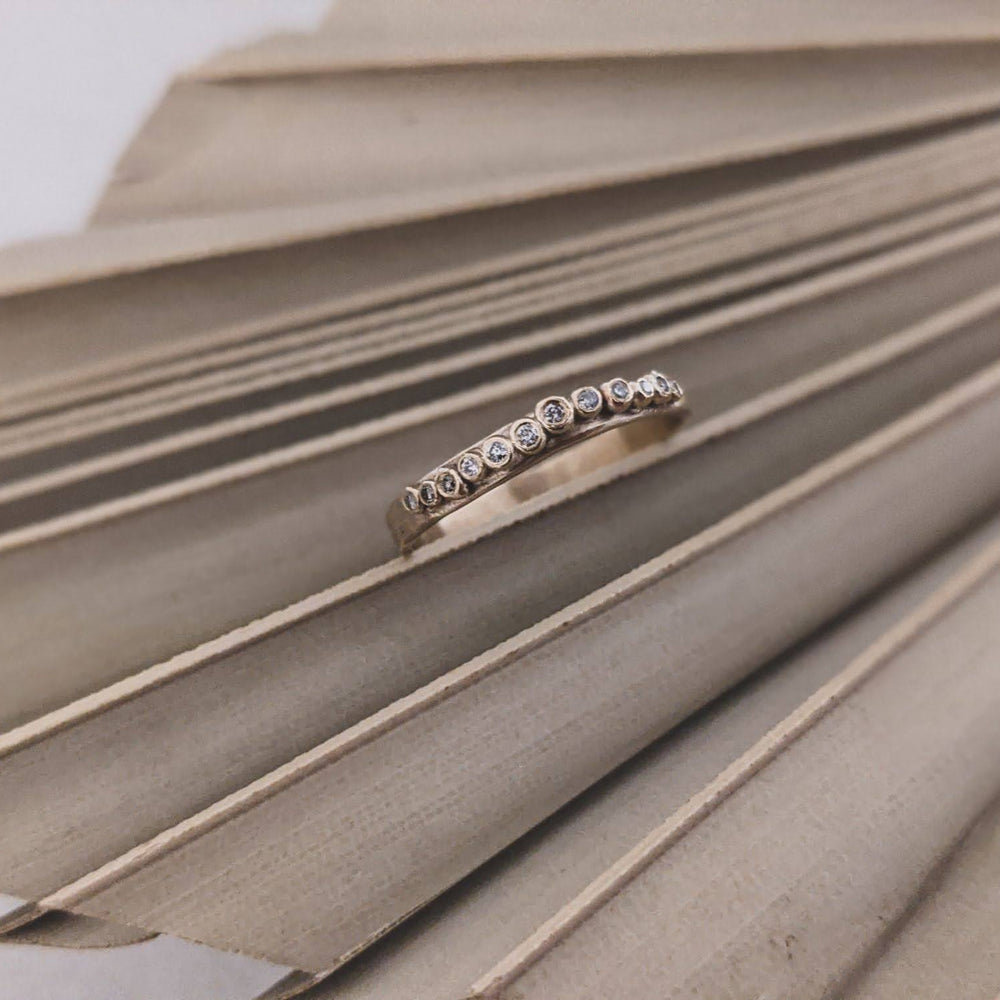 Pebble Band with salt and pepper Diamonds | 9k Yellow gold - Milly Maunder Designs