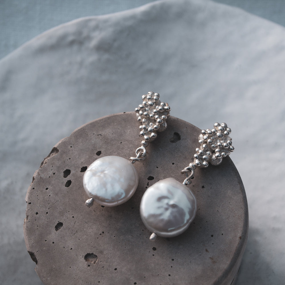 Barnacle and Pearl Earrings | Sterling silver - MILLY MAUNDER