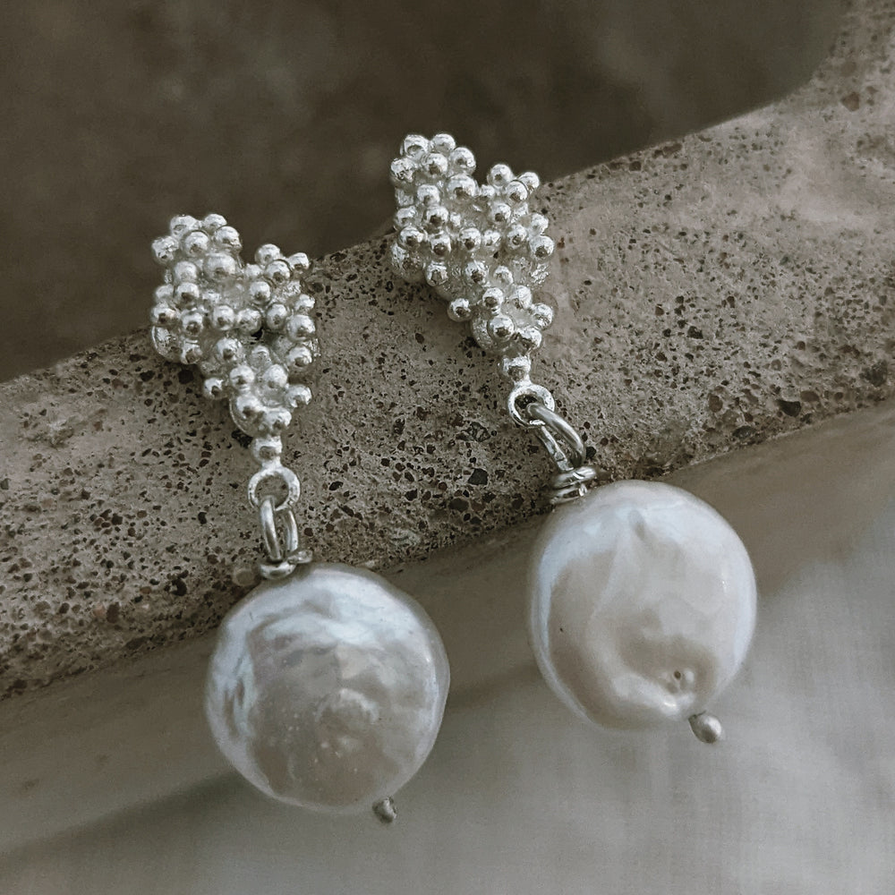 Barnacle and Pearl Earrings | Sterling silver - MILLY MAUNDER