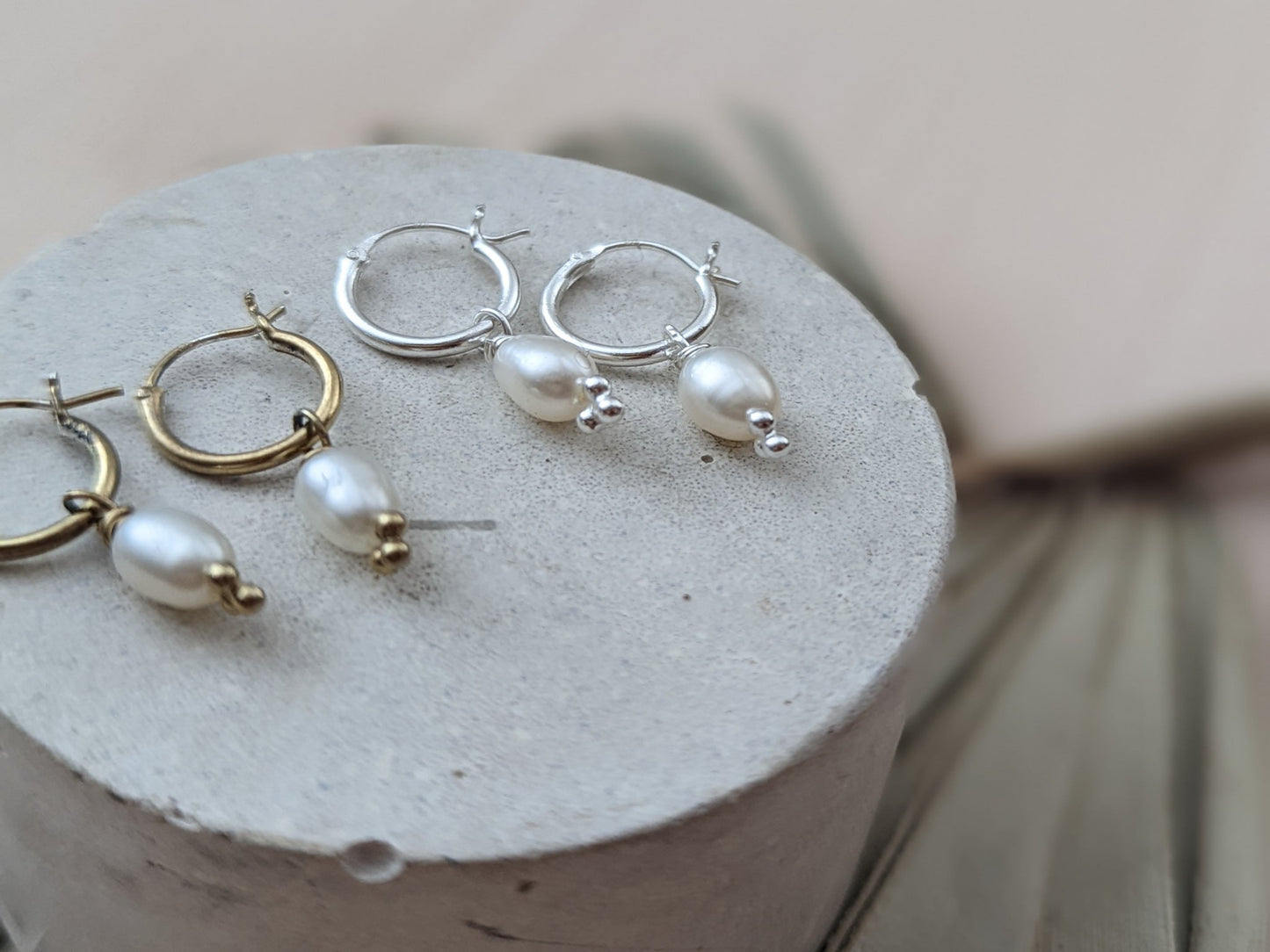 Hinged Huggies with Pearl Drop | Sterling Silver - MILLY MAUNDER