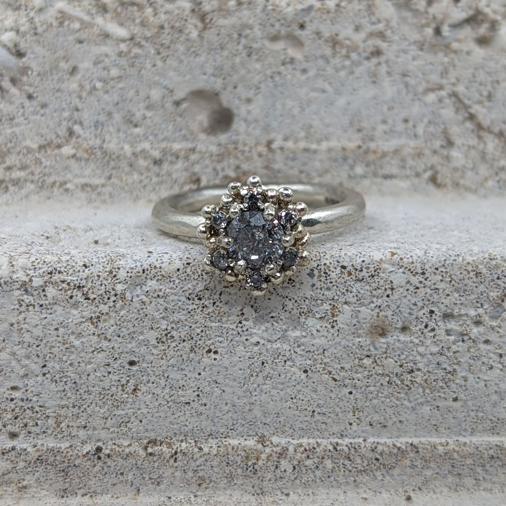 Clustered Engagement Ring | 9ct White Gold - MILLY MAUNDER