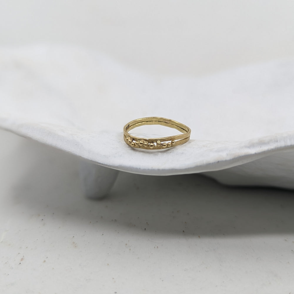 Beaded duo Forged Wedding Band | 9k Yellow gold - MILLY MAUNDER