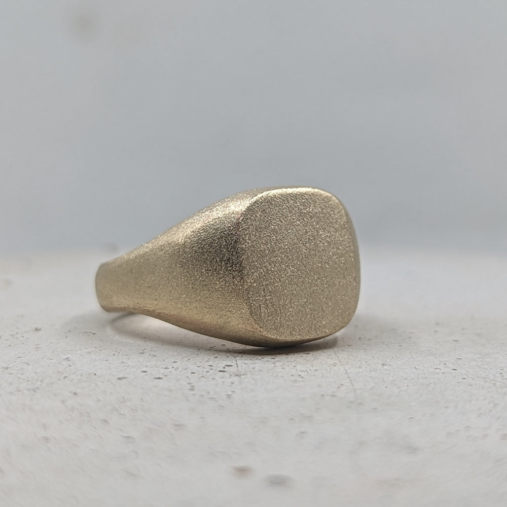 Frosted Cushion Style Signet ring | 9k Yellow Gold - MILLY MAUNDER