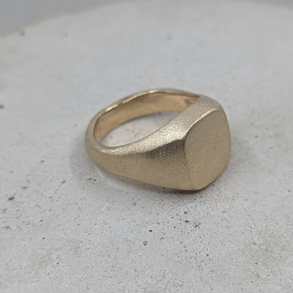 Frosted Cushion Style Signet ring | 9k Yellow Gold - MILLY MAUNDER