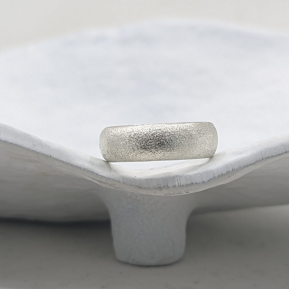 6.0 Frosted Heavy Wedding Band | 9k White Gold - MILLY MAUNDER