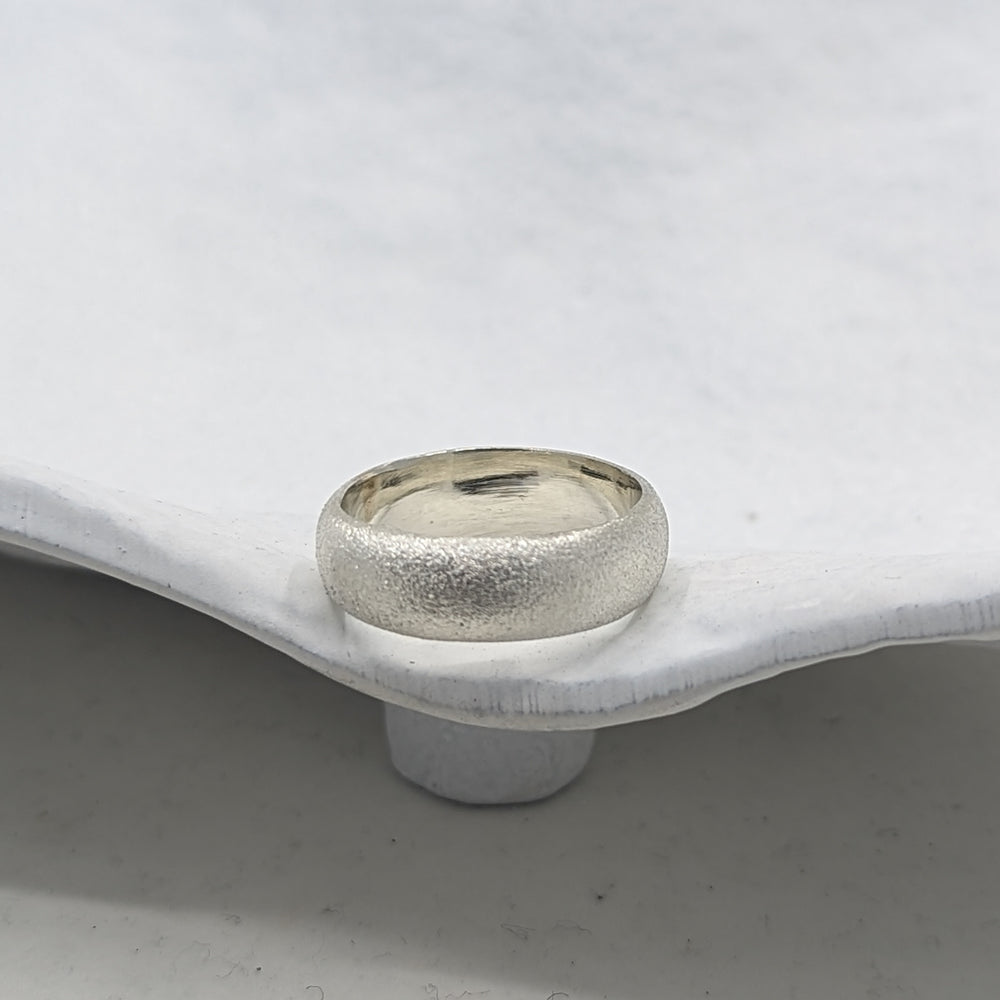 6.0 Frosted Heavy Wedding Band | 9k White Gold - MILLY MAUNDER