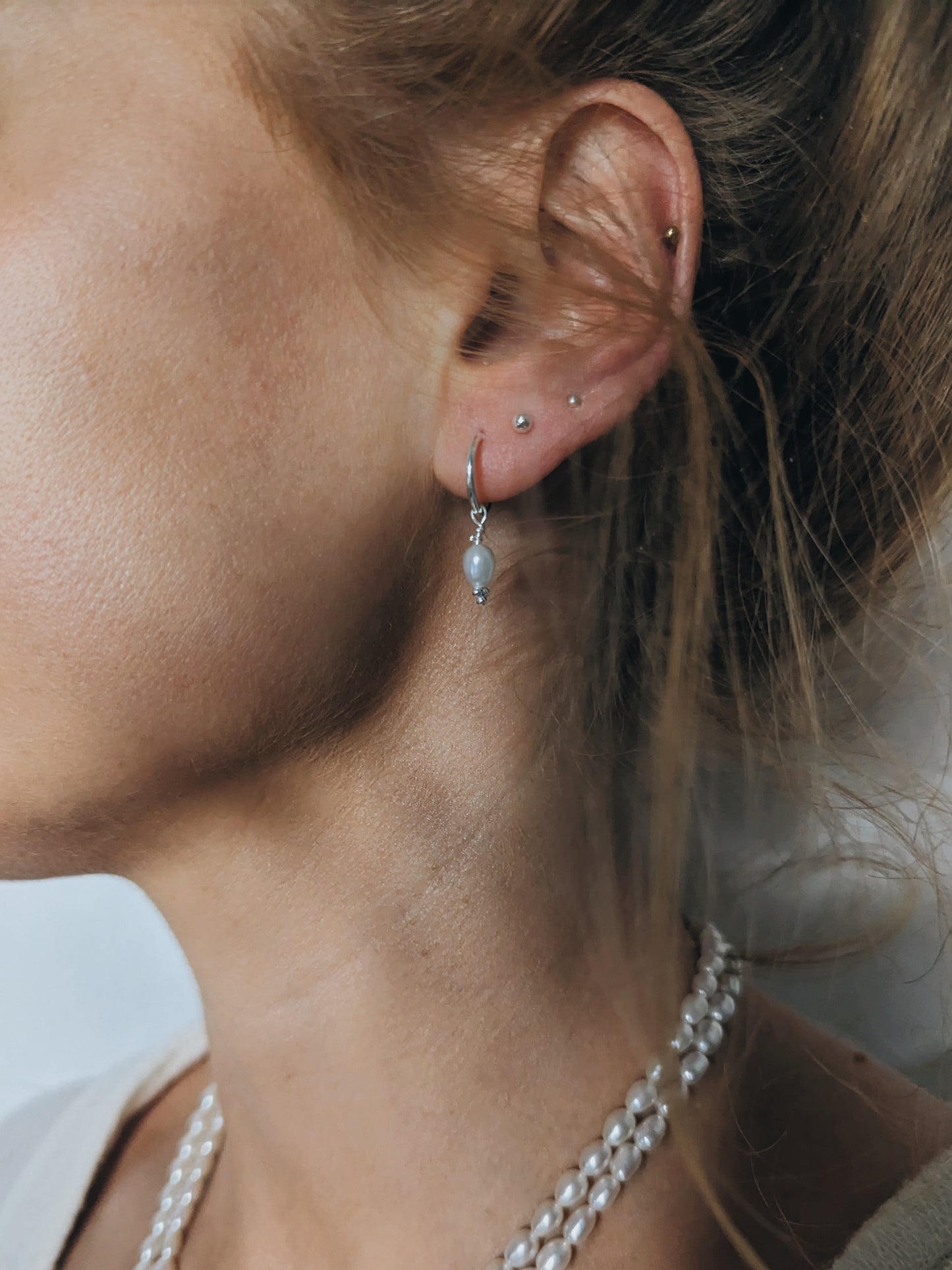 Hinged Huggies with Pearl Drop | Sterling Silver - MILLY MAUNDER