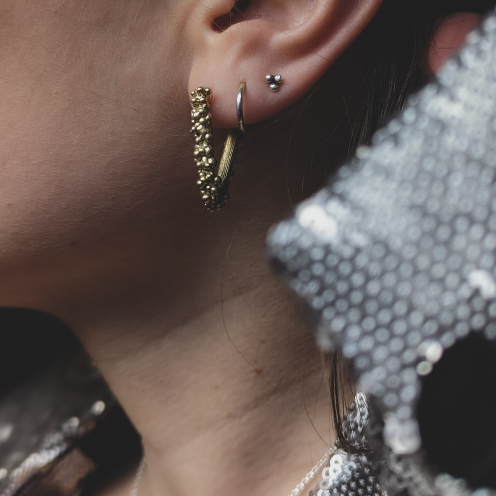 Ovate Budo Studs | 18ct Gold Plated - MILLY MAUNDER